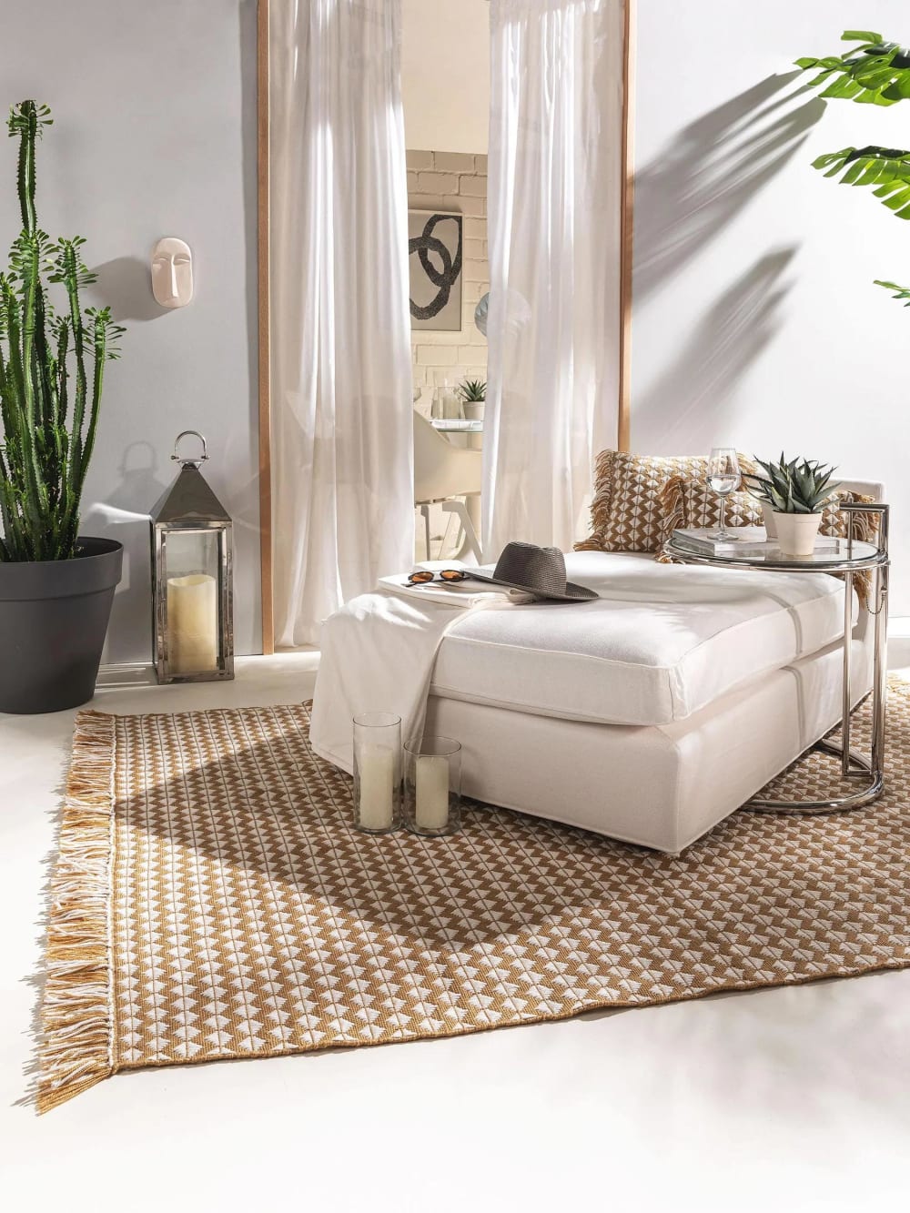 Tapis fabriqué à partir de matériaux recyclés jaune 120x170