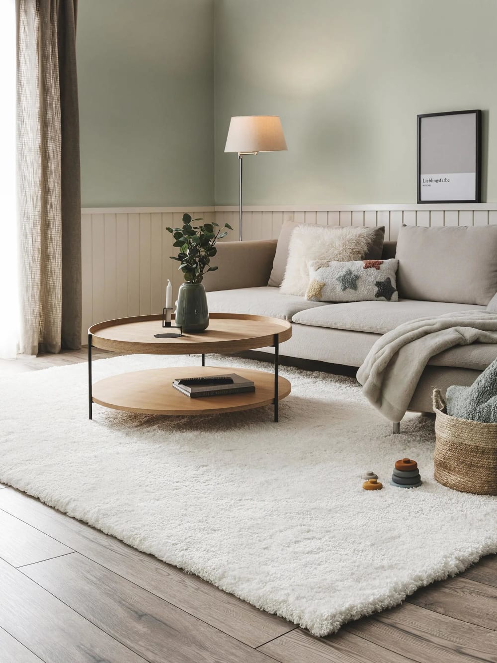 Tapis à poils longs crème 160x230 — vue 3