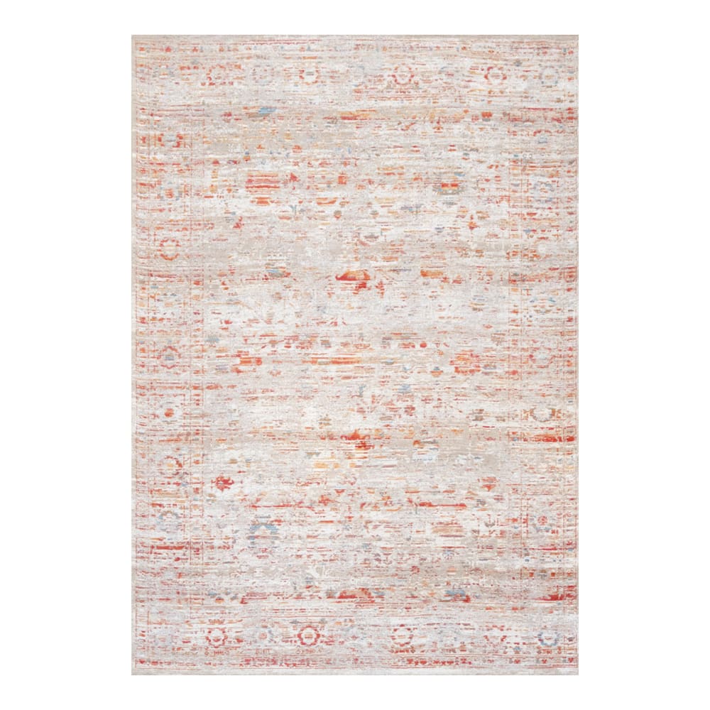 Louis de Poortere USHAK - Teppich waschbar In-/Outdoor Rot 280x390 Weiß Pes - Polyester
