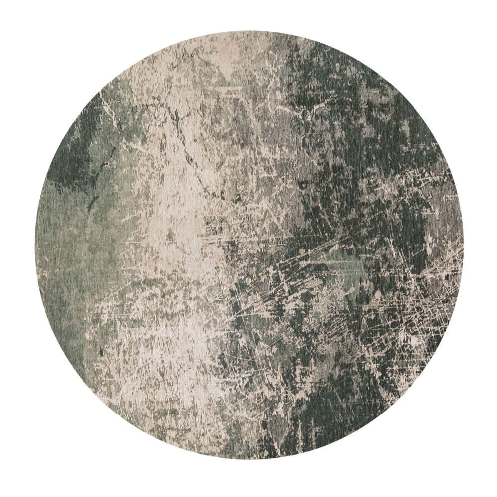 Louis de Poortere CRACKS - Teppich waschbar In-/Outdoor Grün 140x140 style modern Grün Pes - Polyester