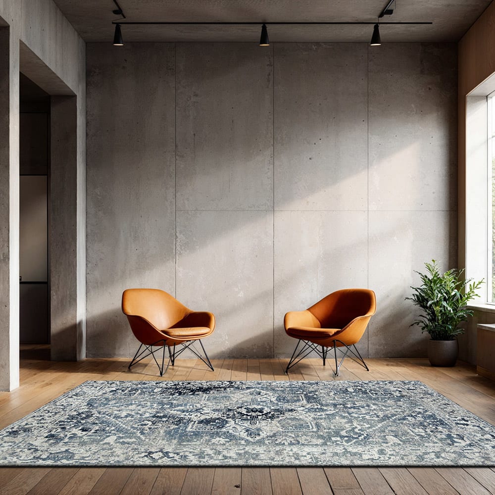 TABRIZ - Teppich waschbar In-/Outdoor Blau 140x200 - Maisons Du