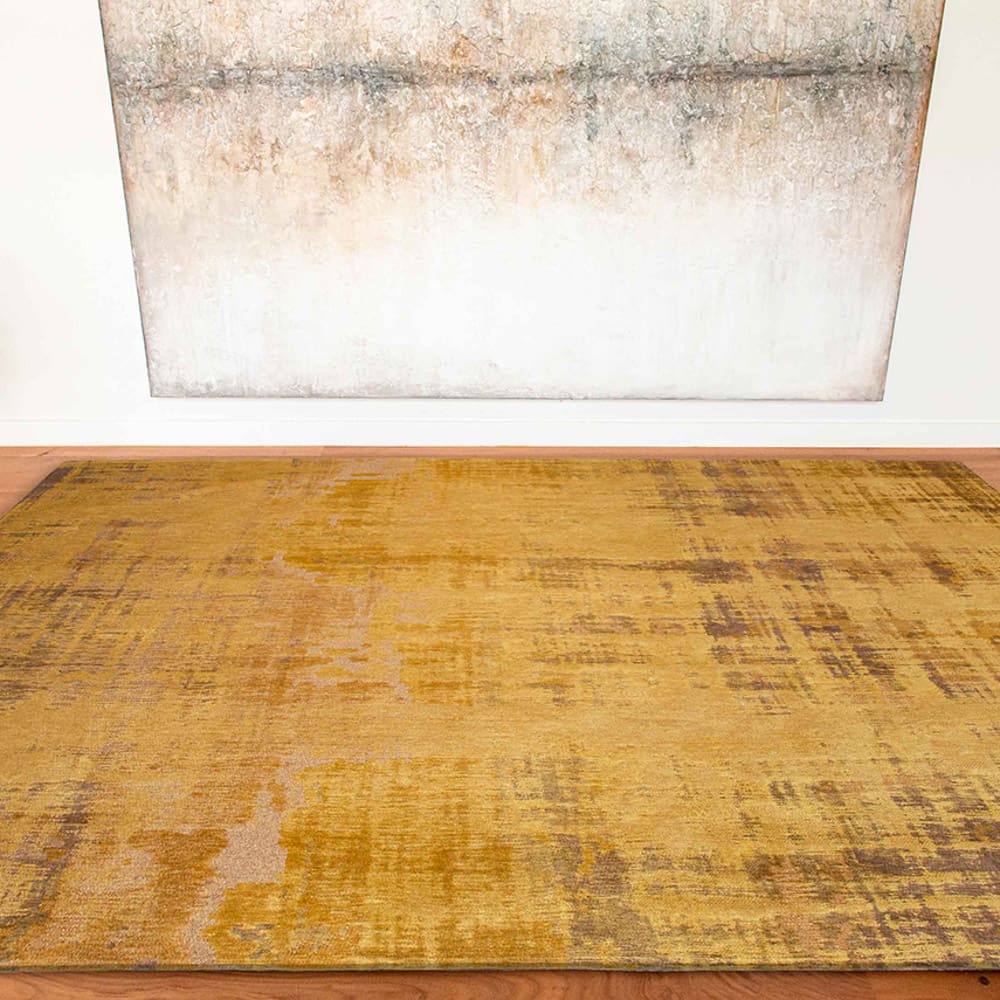 Tapis salon et chambre tissé plat 080x150 cm jaune — vue 3