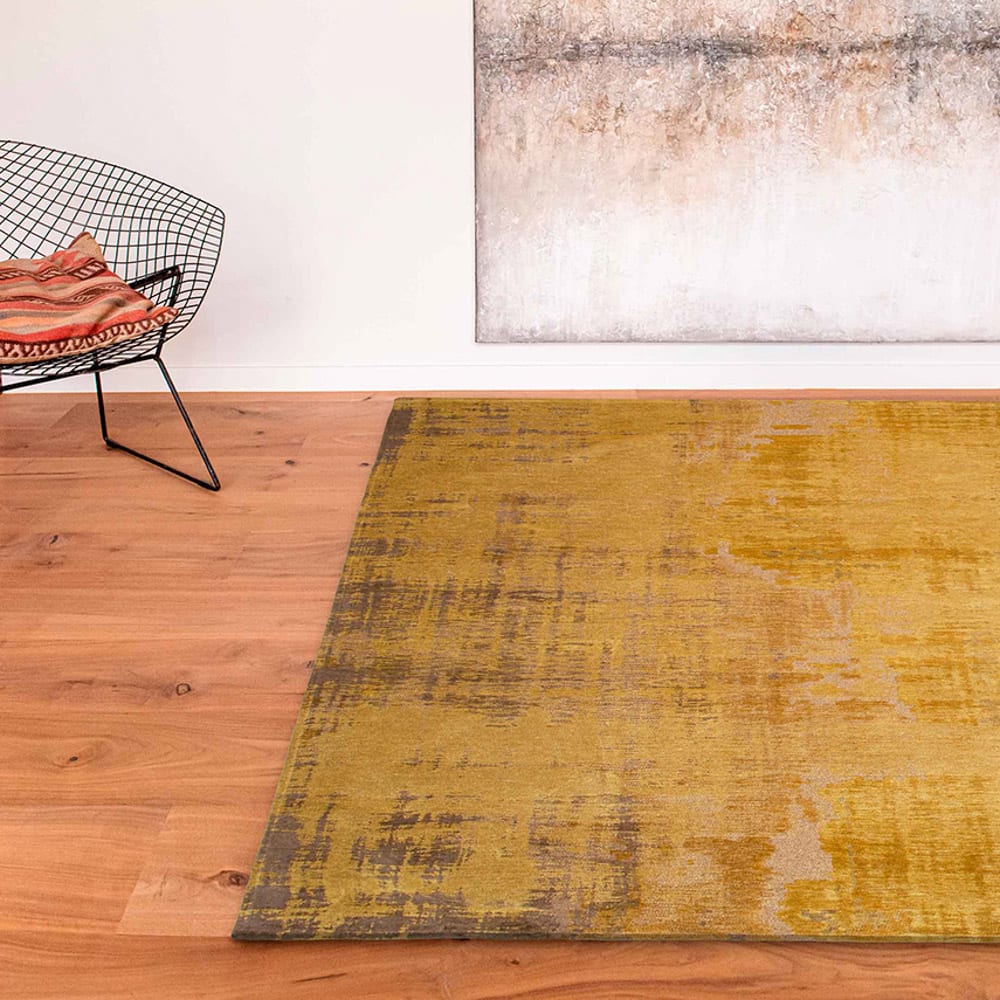 Tapis salon et chambre tissé plat 080x150 cm jaune — vue 4