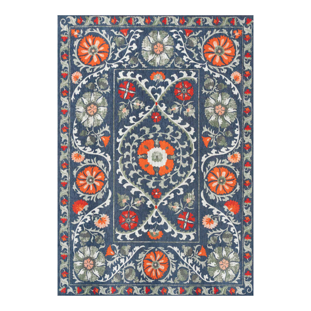 Louis de Poortere SUZANI - Teppich waschbar In-/Outdoor Blau 200x280 Blau Pes - Polyester