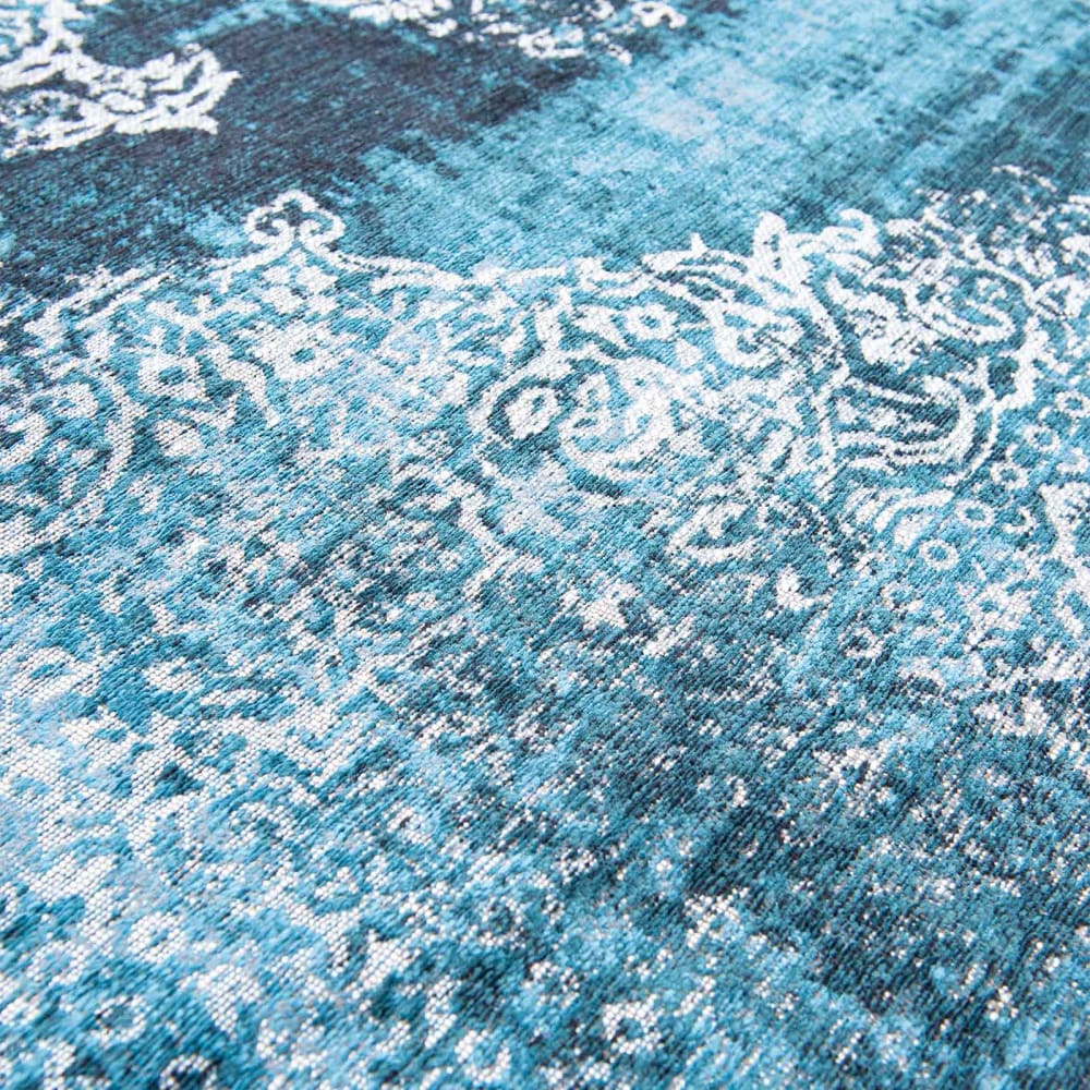 Tapis salon et chambre tissé plat 080x150 cm bleu — vue 4