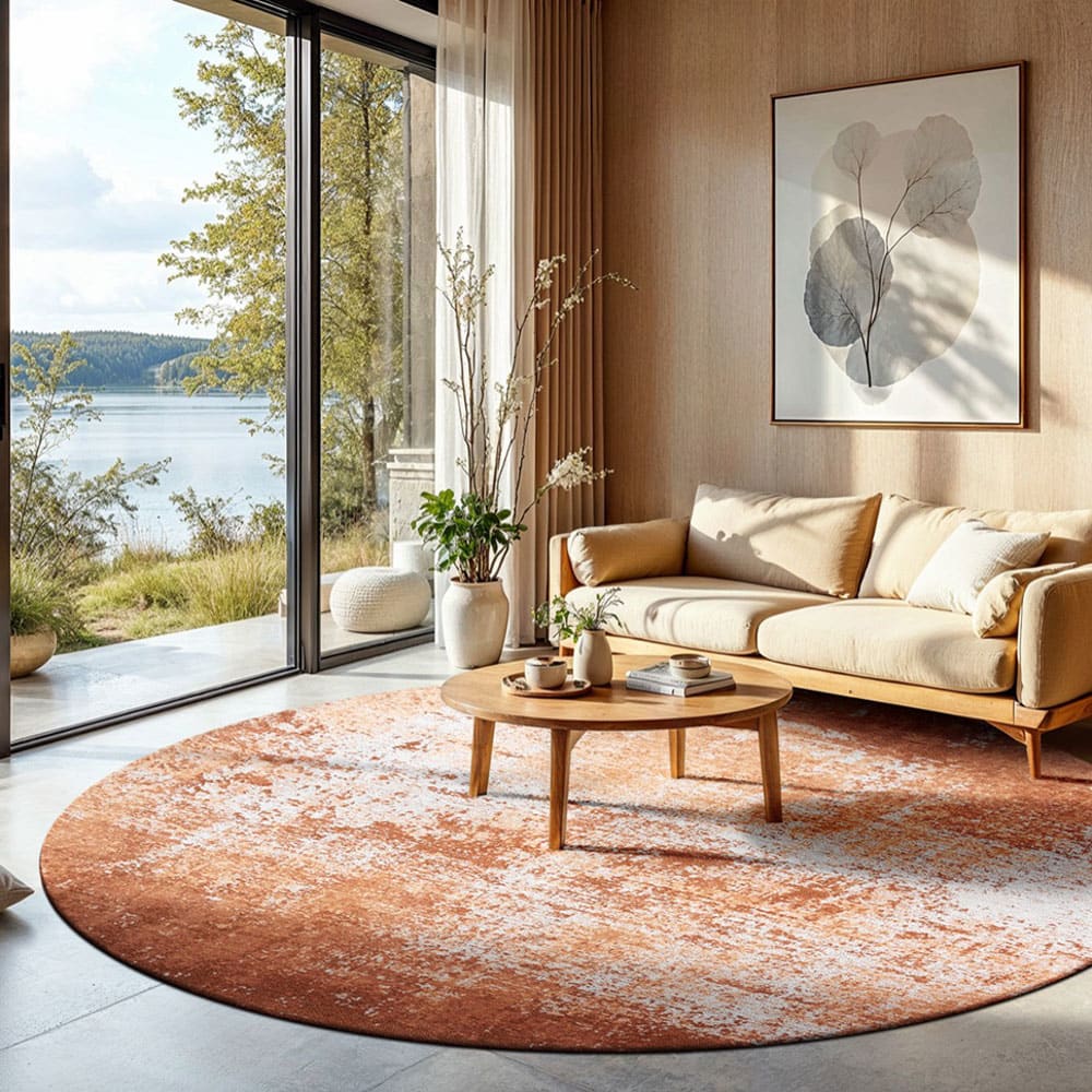 Louis de Poortere VIRGIN LAND - Teppich waschbar In-/Outdoor Orange 140x140 orange Pes - Polyester