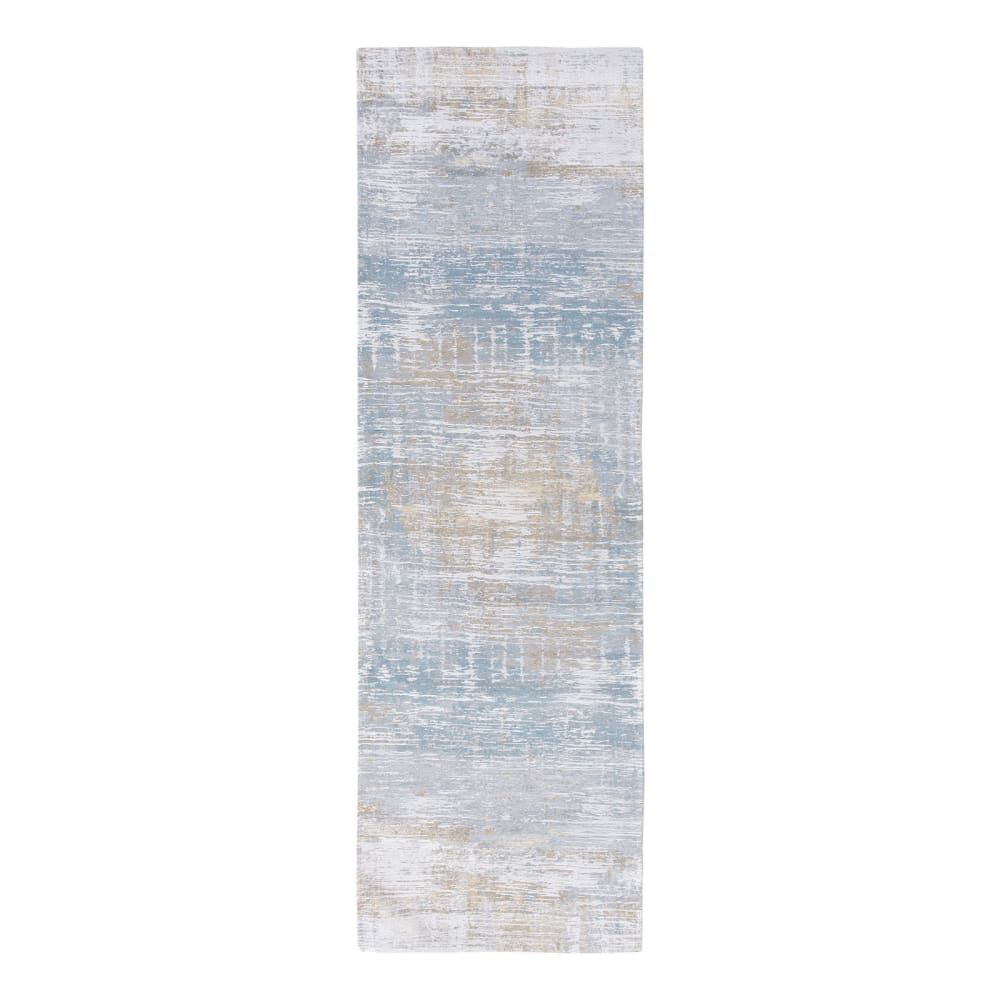 Louis de Poortere STREAKS - Teppich waschbar In-/Outdoor Blau 80x250 Blau Pes - Polyester