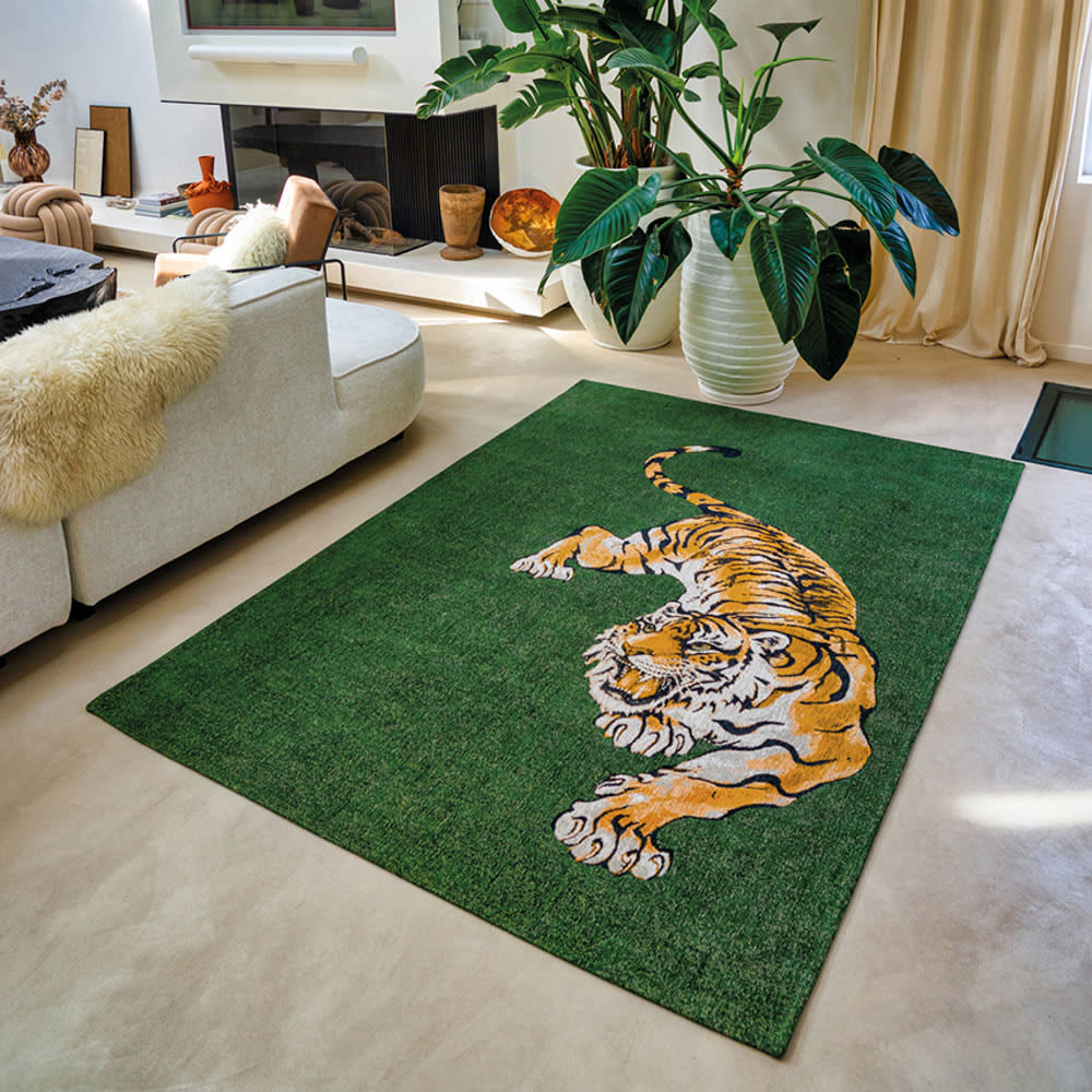 Louis de Poortere TIGER - Teppich waschbar In-/Outdoor Grün 280x390 Grün Pes - Polyester
