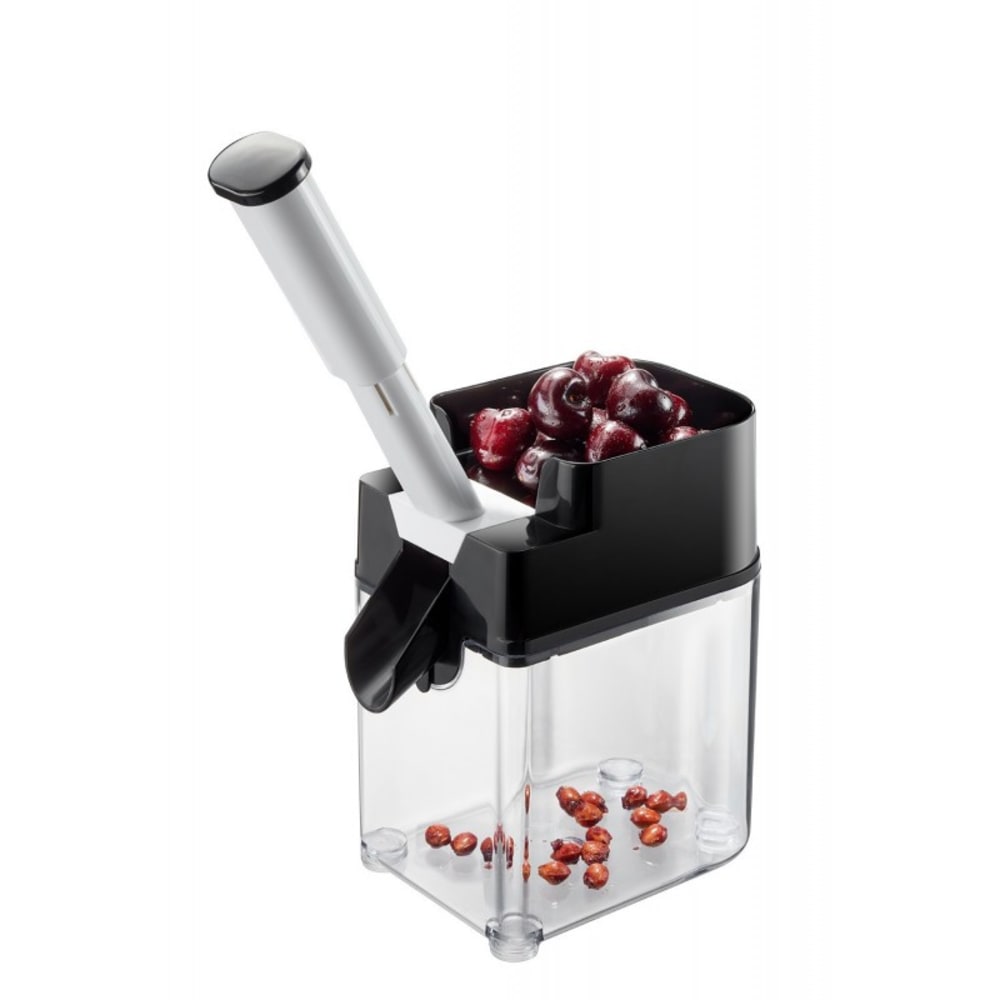 Dénoyauteur de cerises en plastique transparent et noir Dénoyauteur de cerises en plastique transparent et noir