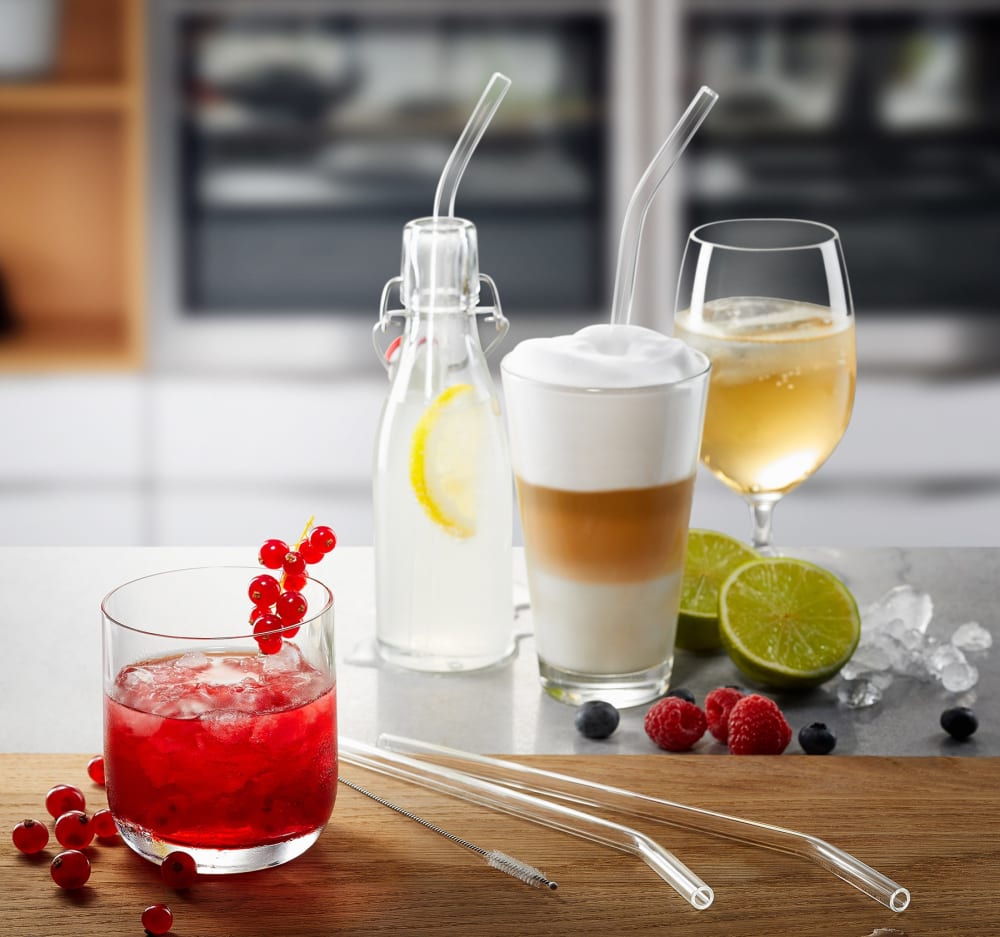 Pailles en verre transparent courbée (25 pièces) 23 cm - Maisons du Monde