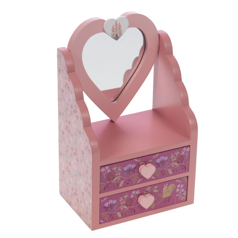 Boite à bijoux miroir zoe rose en bois