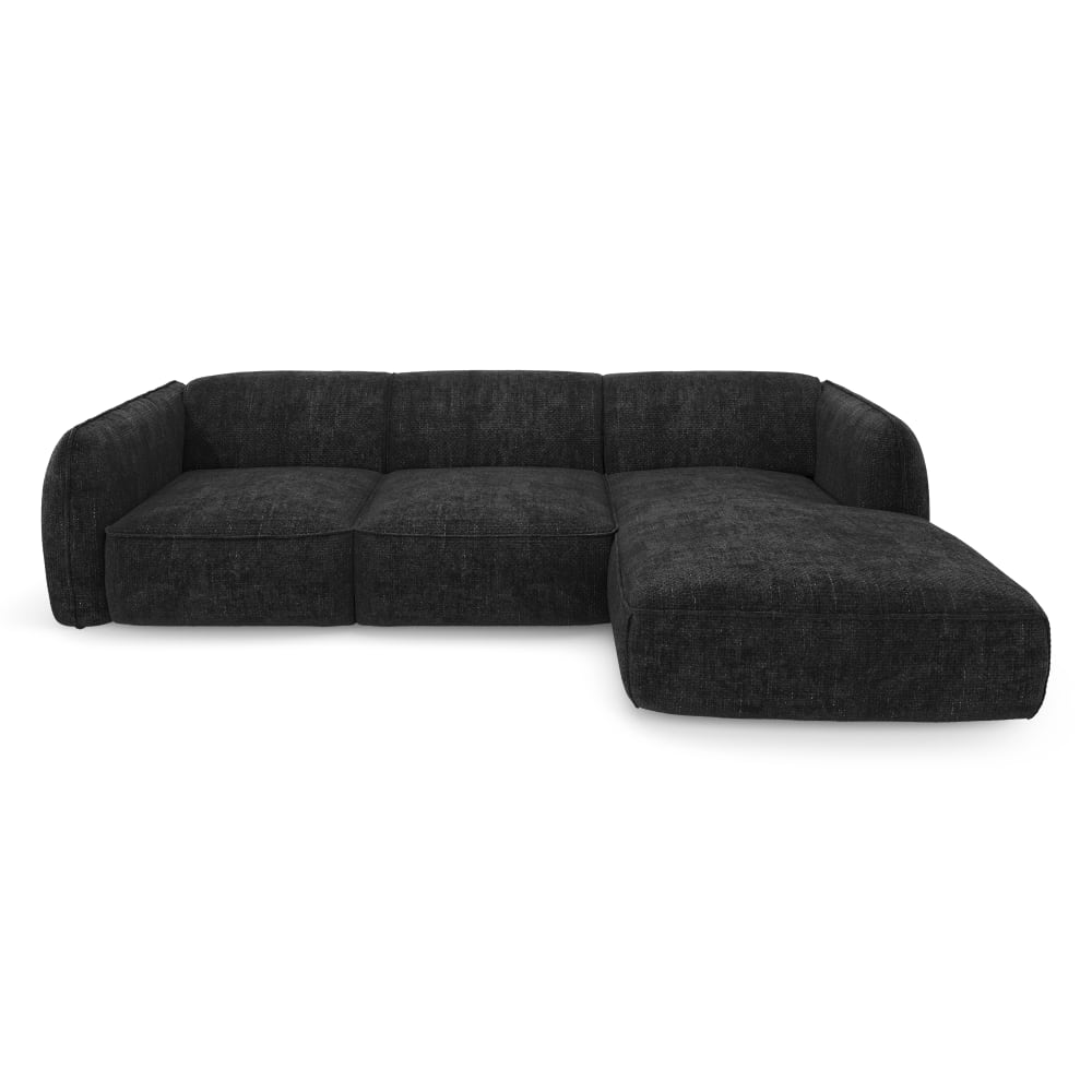 Canapé d'angle droit - places velours anthracite