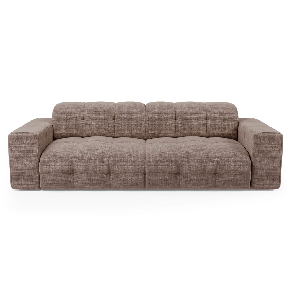 Canapé 4 places velours gaufré taupe