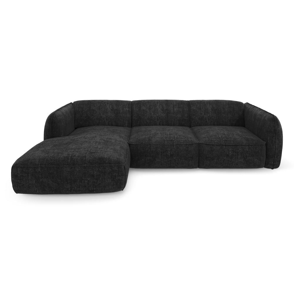 Canapé d'angle gauche velours tramé anthracite foncé