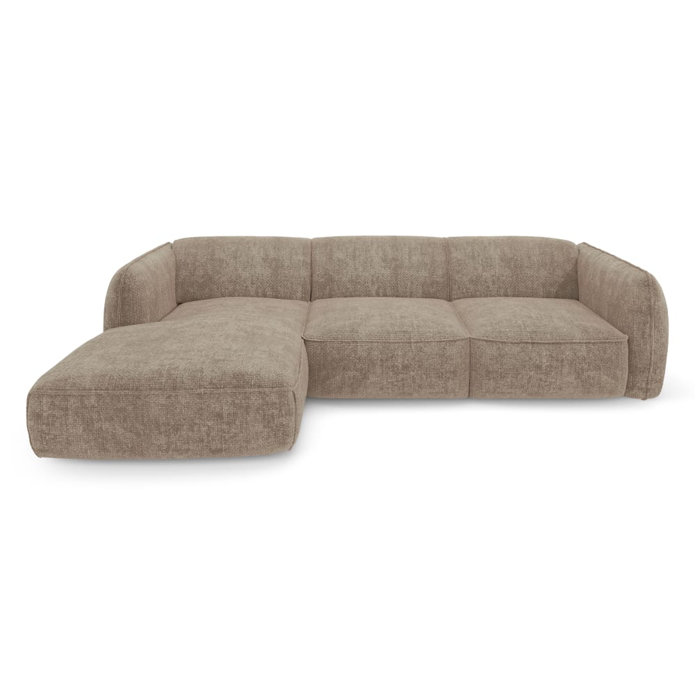 Canapé d'angle gauche velours tramé taupe