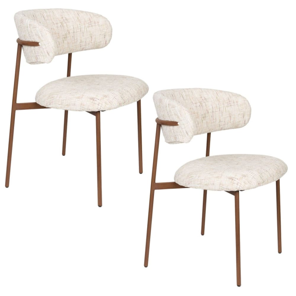 Lot de 2 chaises design en tissu blanc