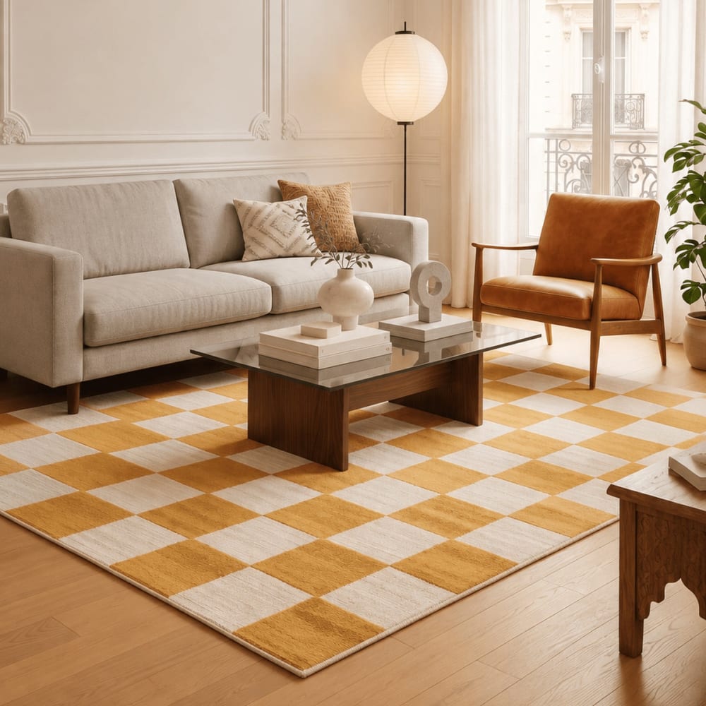 AFK Living Teppich für Innen und Außen mit Skulptureffekt 120 x 170 cm style modern Gelb Öko-Tex Zertifikat Pp - Polypropylen