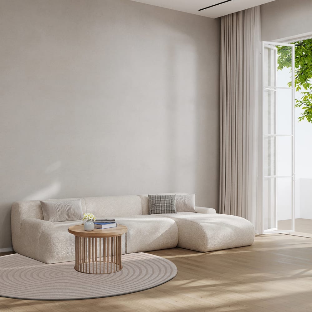 AFK Living Teppich rund Design Relief-Effekt 160 x 160 cm style classic chic Beige Öko-Tex Zertifikat Pp - Polypropylen