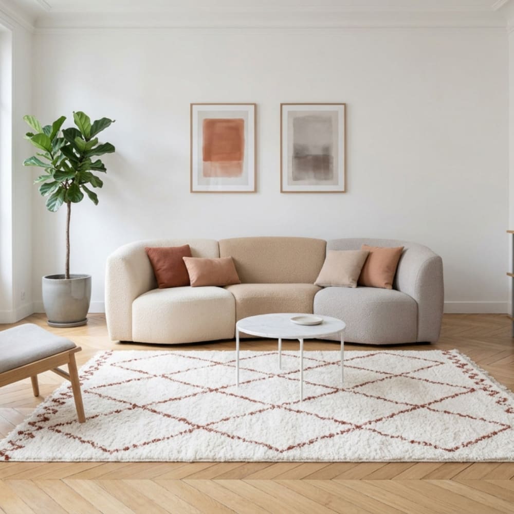 AFK Living Teppich Design weich gemütlich 120 x 170 cm style modern Beige Pp - Polypropylen