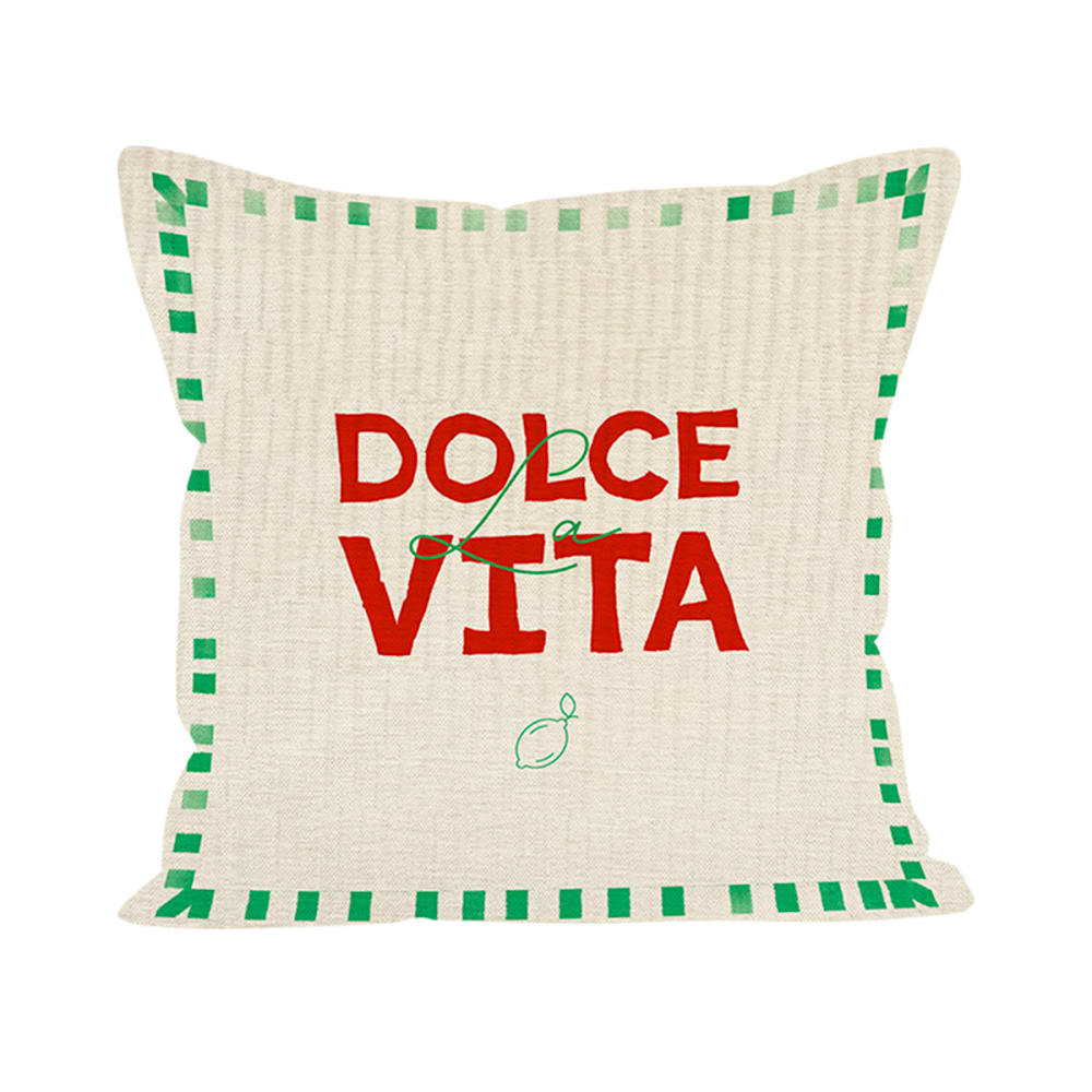 Coussin imprimé motif dolce vita polyester vert 40x40cm
