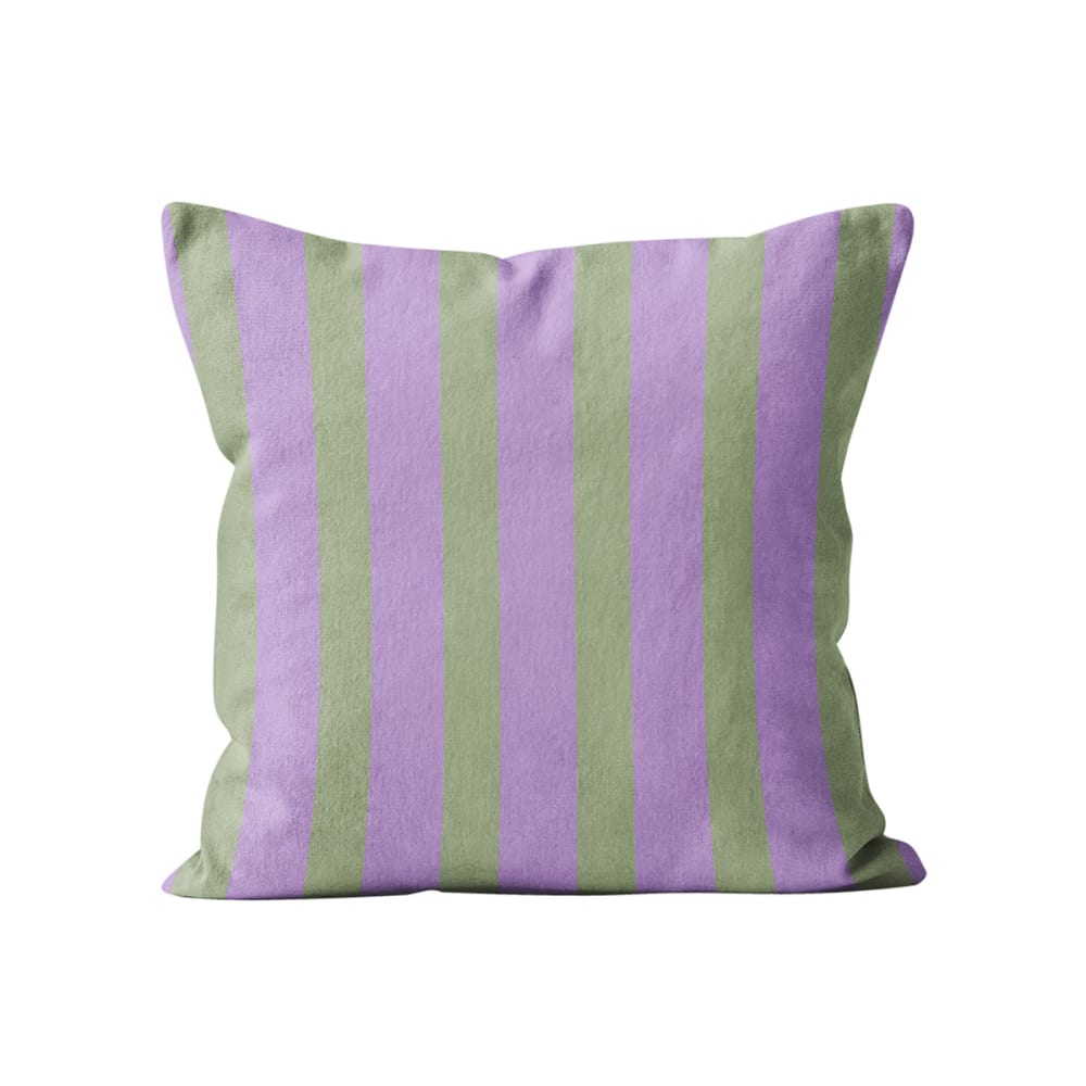 Coussin rayé coton lilas 45x45cm