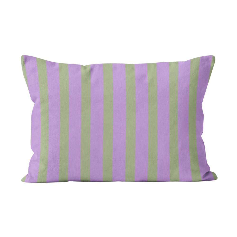 Coussin rayé coton lilas 40x60cm