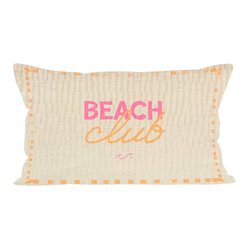 Coussin imprimé motif beach club polyester rose 40x67cm