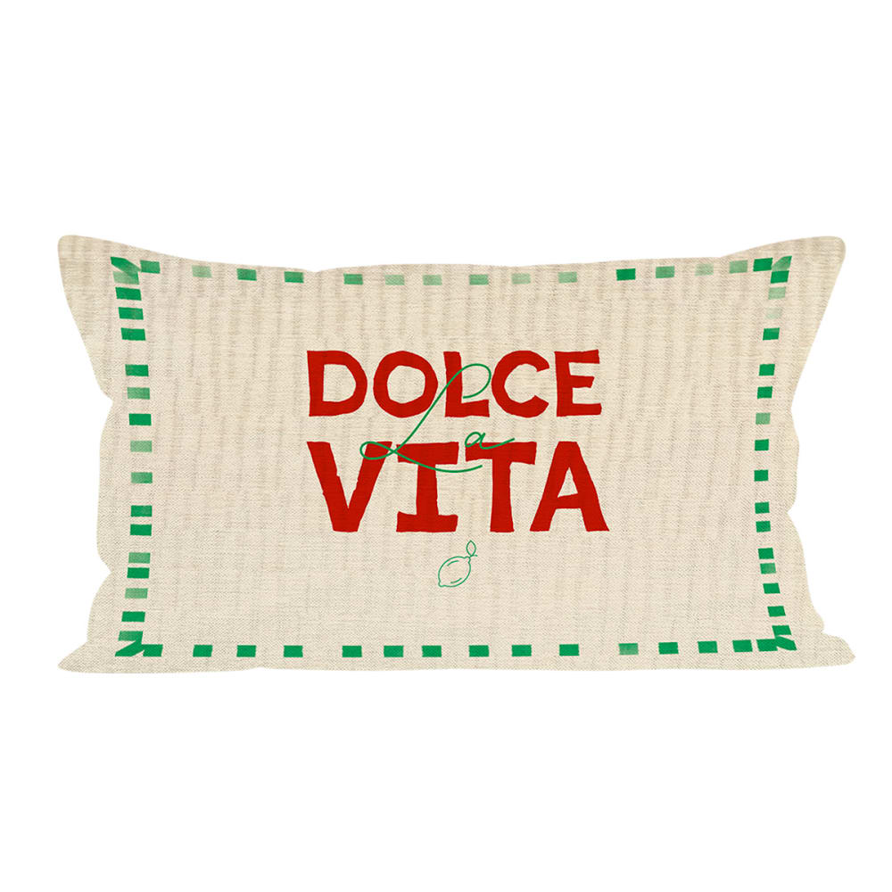 Coussin imprimé motif dolce vita polyester vert 40x67cm