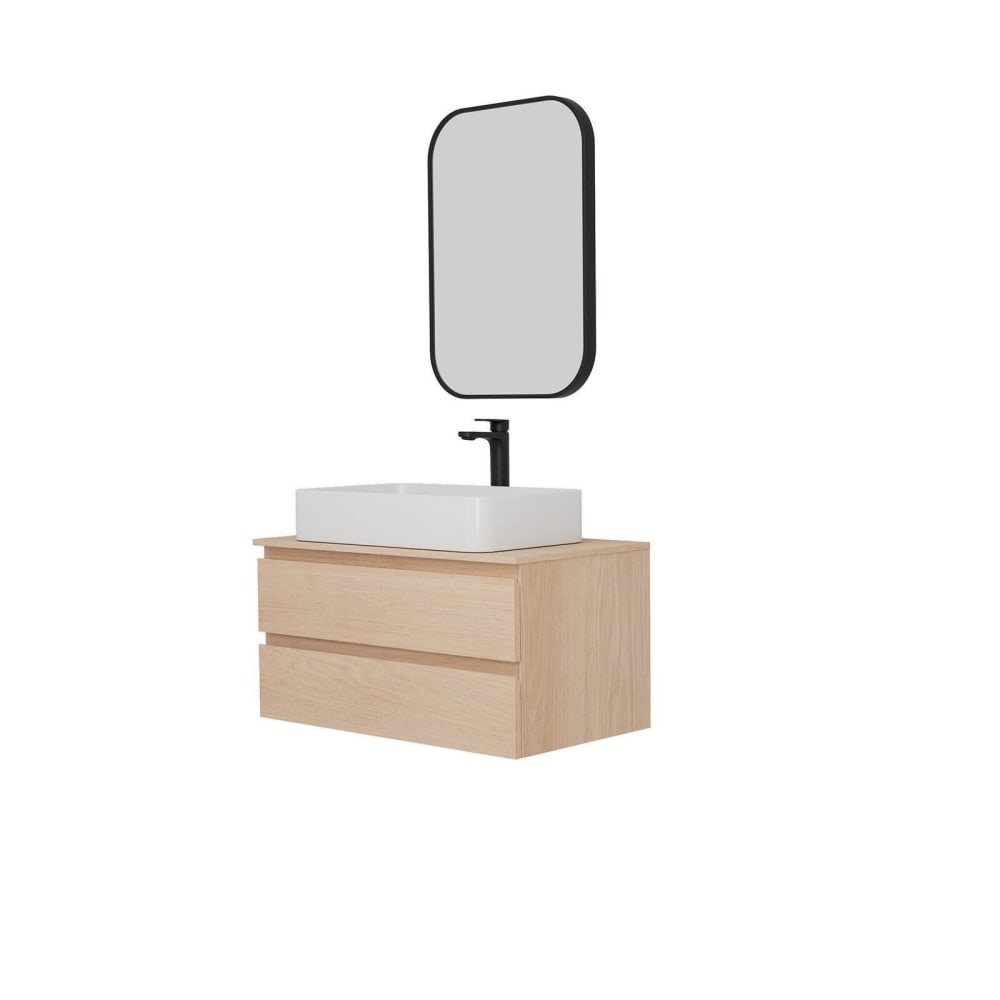 Ensemble meuble simple vasque  80 cm + vasque + robinet + miroir