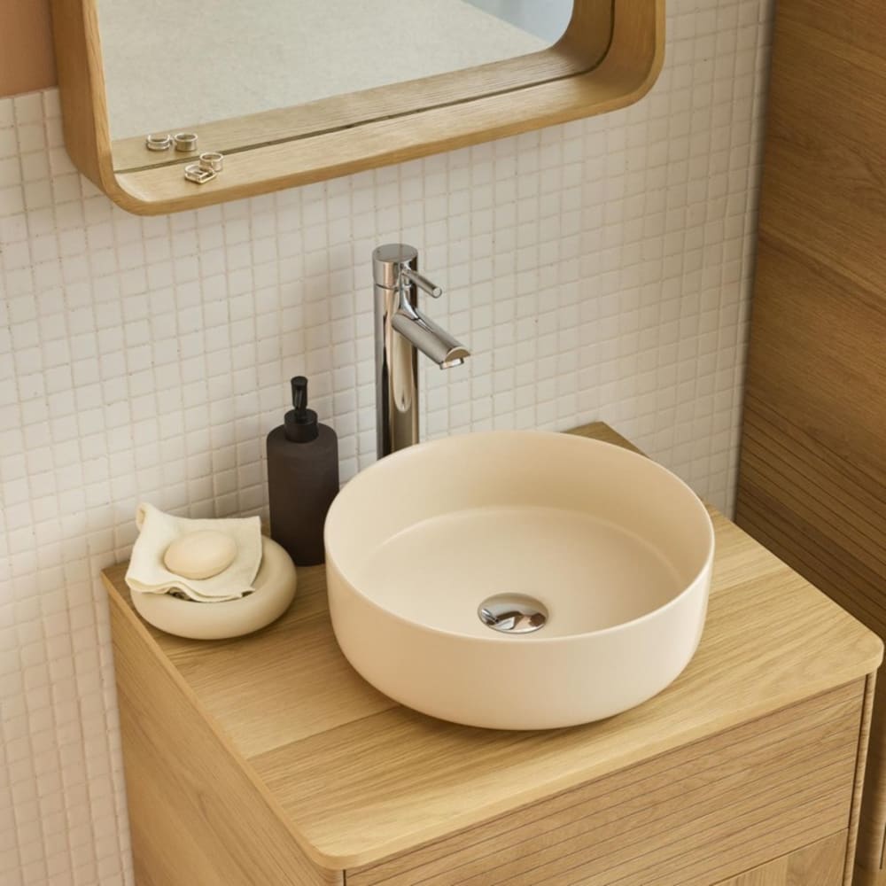 Mob In Rundes Aufsatzwaschbecken 36 x 36 cm Beige Keramik