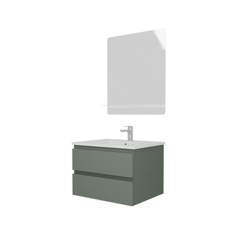 Ensemble meuble simple vasque  60 cm + robinet + miroir