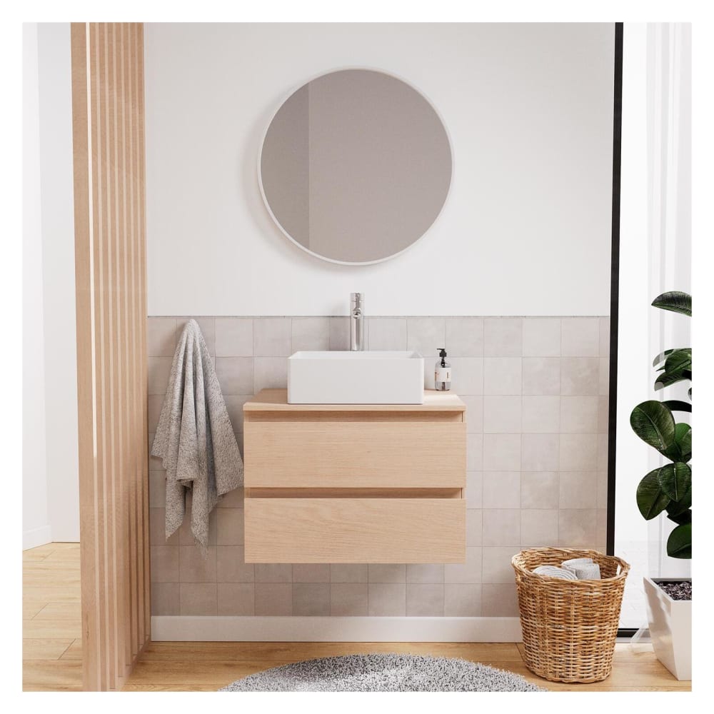 Ensemble meuble simple vasque  60cm + vasque + robinet + miroir