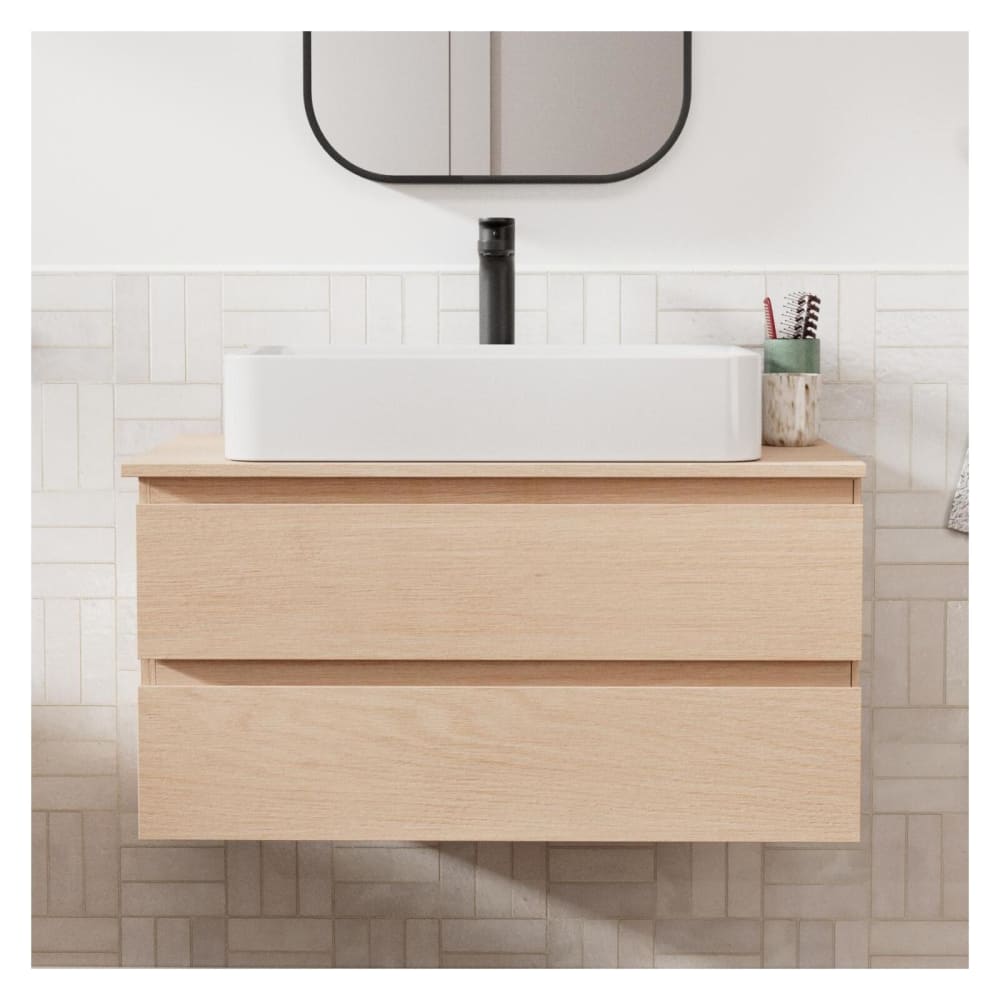 Ensemble meuble simple vasque  80 cm + vasque + robinet