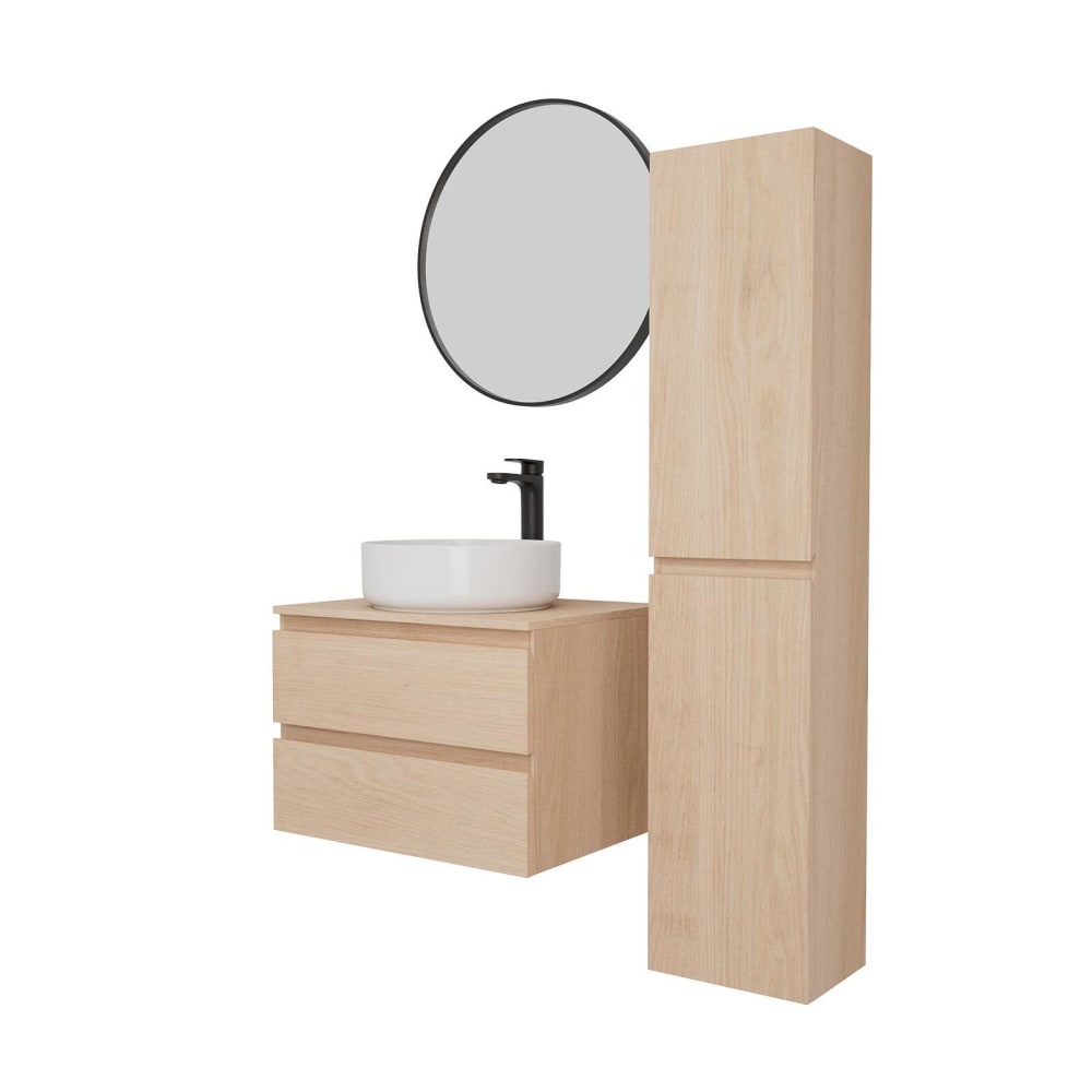Ensemble meuble simple vasque 60cm +vasque+robinet+miroir+colonne