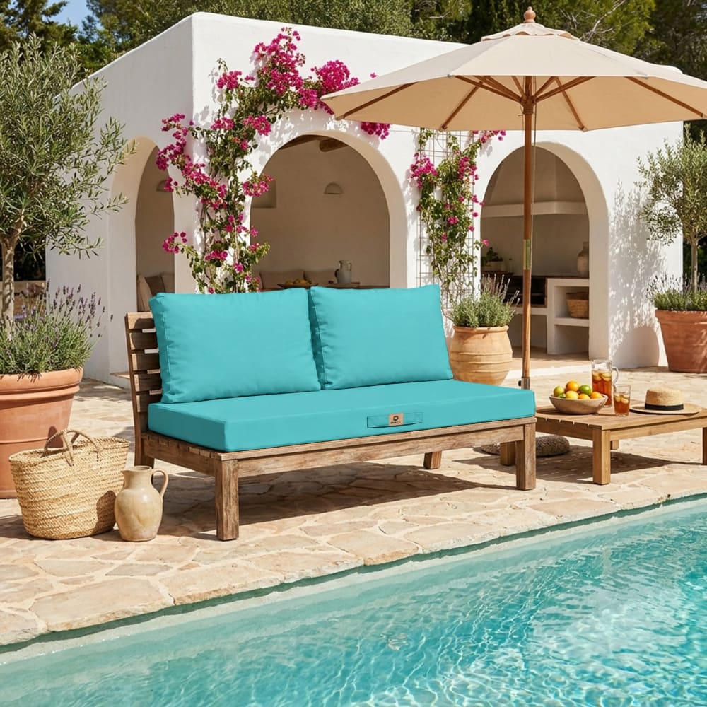 Deco Arts Abnehmbare Garten-Lounge-Kissen 100x50cm Karibikblau style seaside Öko-Tex Zertifikat - Pes - Polyester