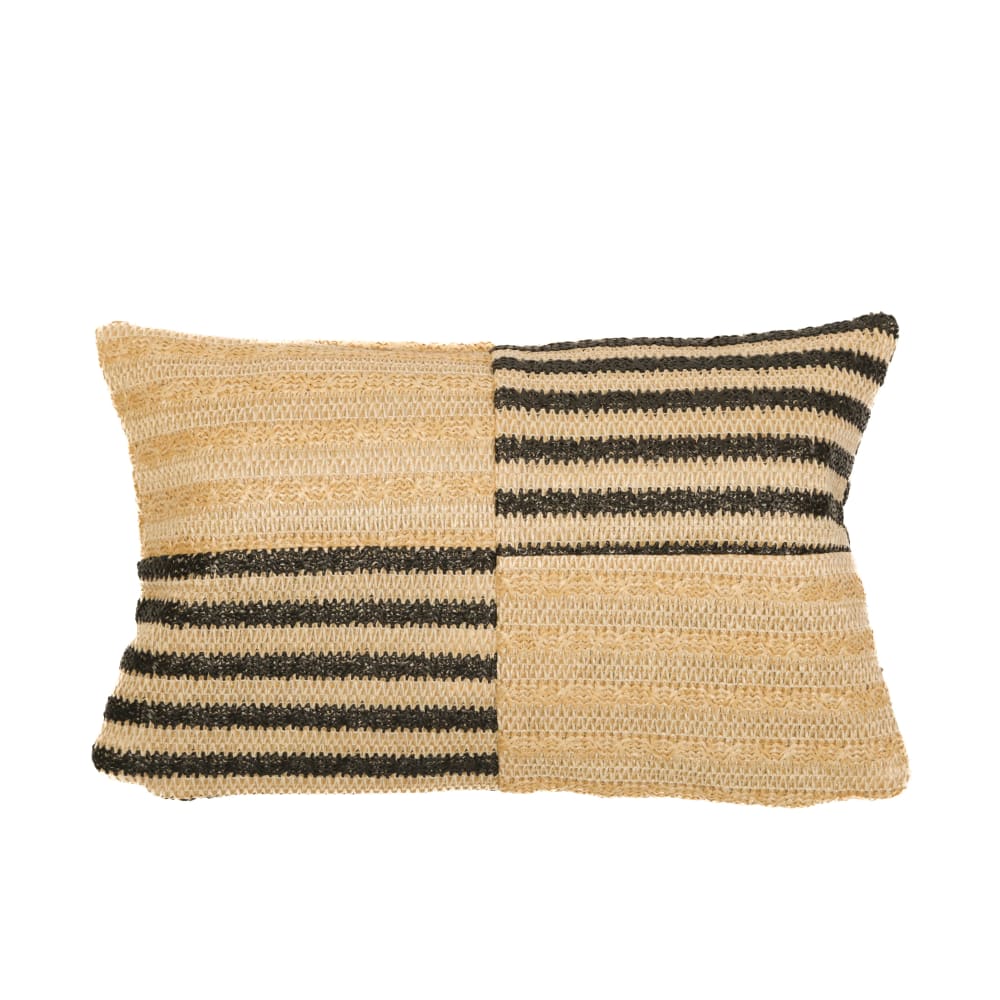 Deco Arts Kissen Raphia-Effekt - Zweifarbig gestreift - Rechteckig - 50x30 cm style modern Beige Pes - Polyester