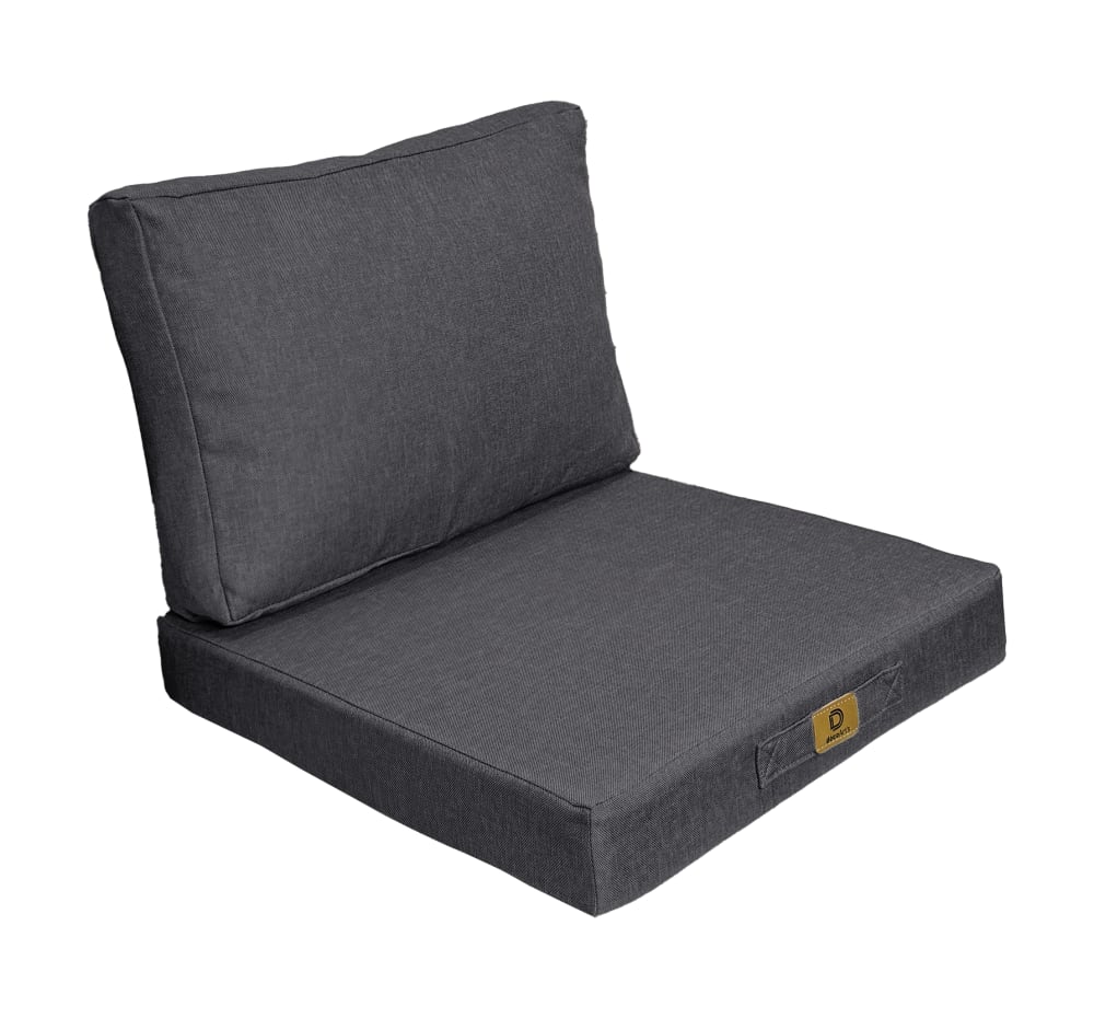 Coussins pour fauteuil effet lin déhoussable 50x50cm Gris chiné