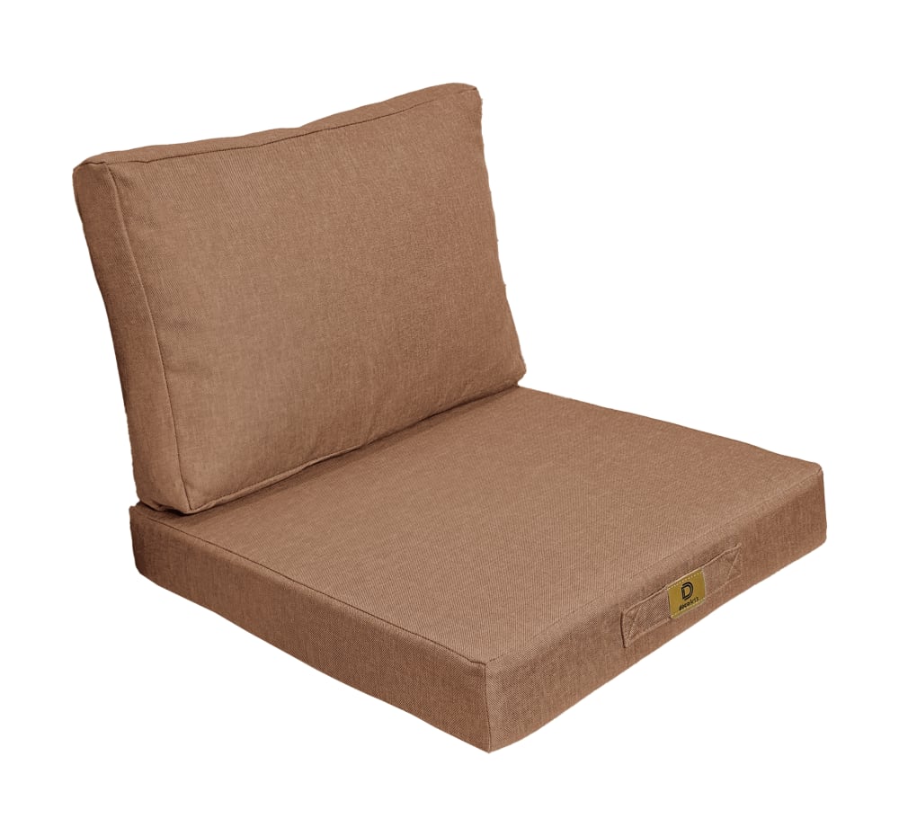 Coussins pour fauteuil effet lin déhoussable 60x60cm Terracotta