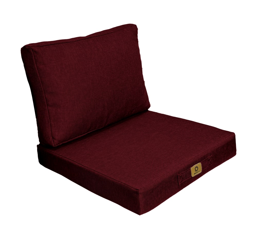 Coussins pour fauteuil effet lin déhoussable 50x50cm Prune