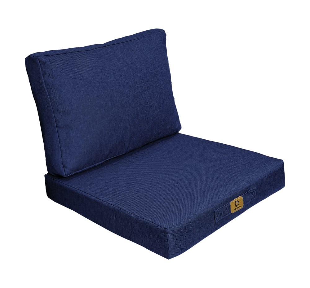 Coussins pour fauteuil effet lin déhoussable 50x50cm Bleu indigo