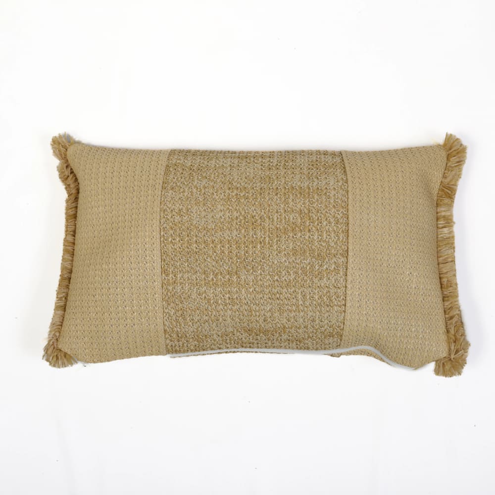 Deco Arts Kissen mit Raphia-Effekt - Mit Streifen - Rechteckig - 50x30 cm style modern Beige Pes - Polyester