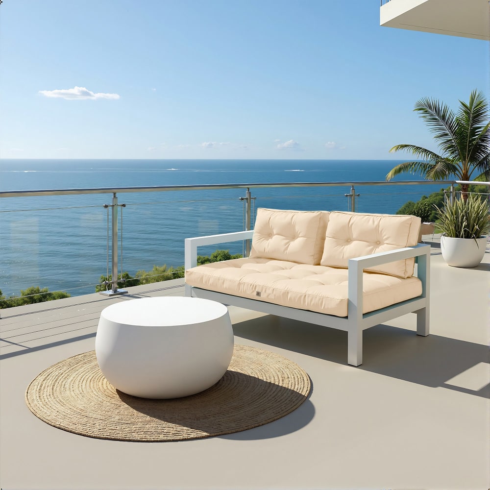 Coussins pour salon de jardin capitonné 120x60cm Beige