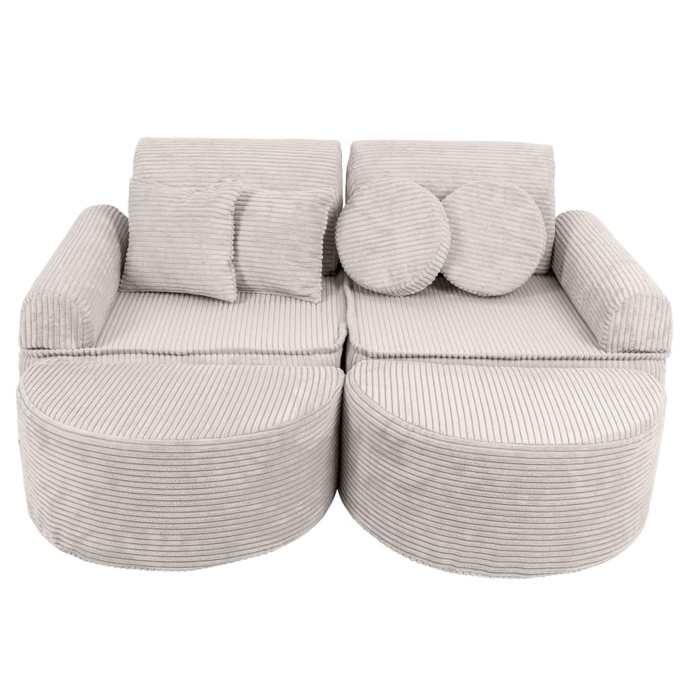 Canapé enfant modulable 120 cm velours 12 pcs, écru