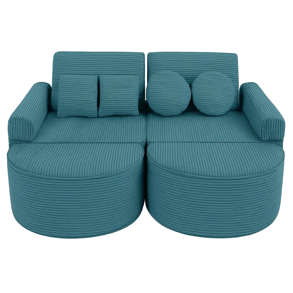 Canapé enfant modulable 120 cm velours 12 pcs, turquoise
