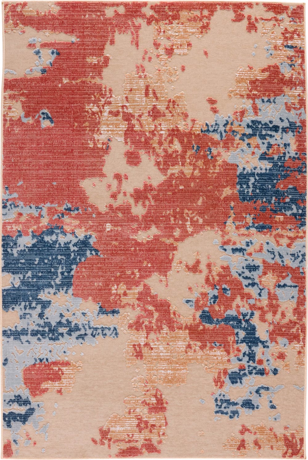 Tapis intérieur extérieur abstrait rouge et beige 266x380
