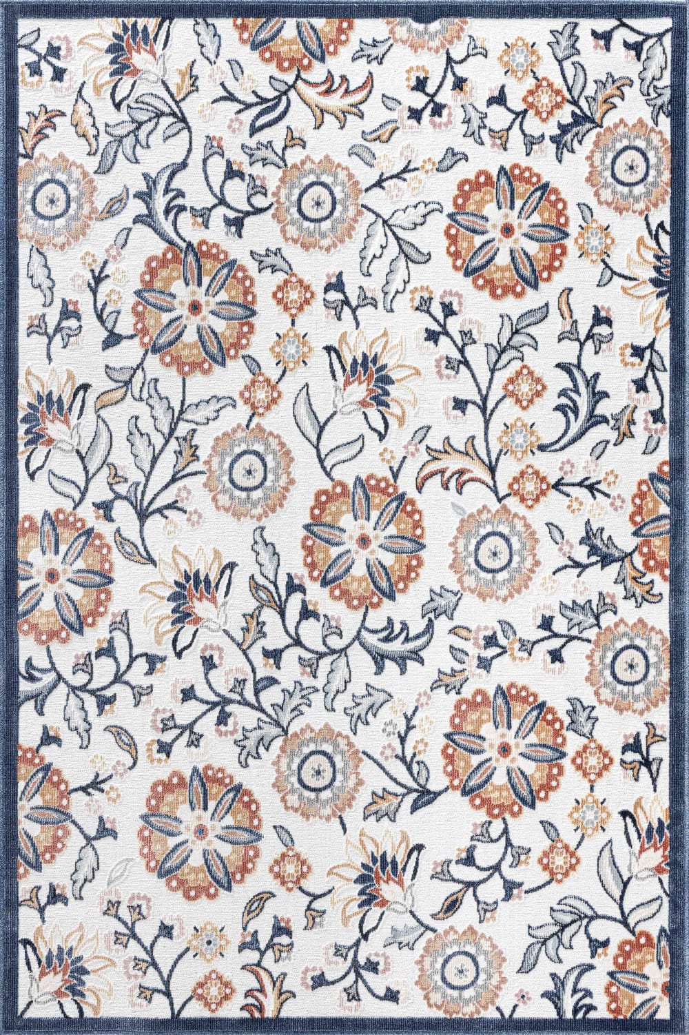 Tapis intérieur extérieur motif en relief fleurs multicolor 266x380 cm