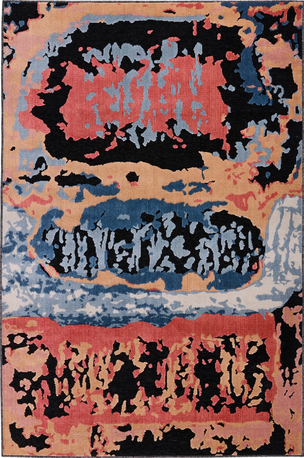 Tapis intérieur extérieur motif en relief abstrait noir 228x340 cm