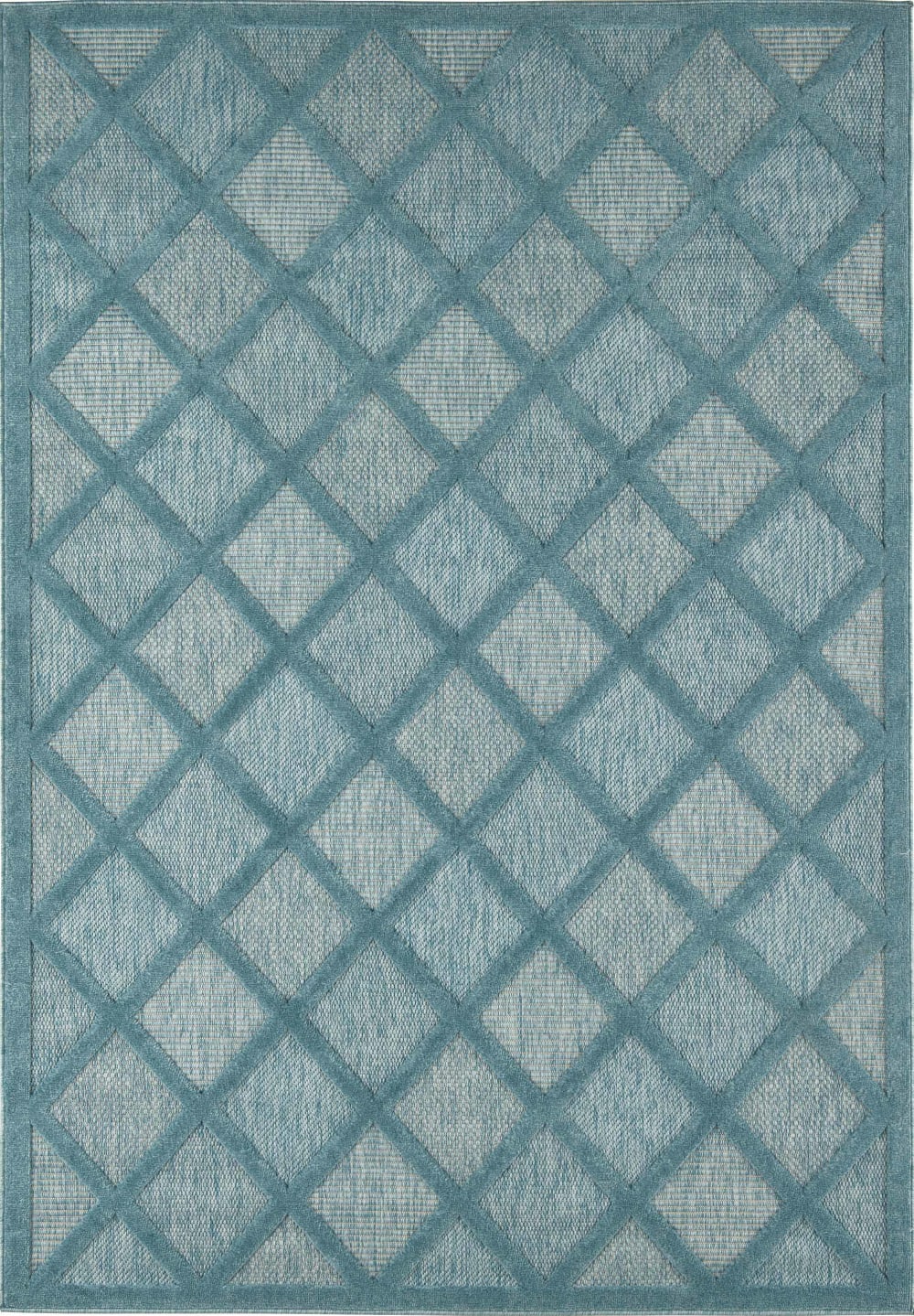 Tapis bleu turquoise intérieur et extérieur quadrillage 80x150 cm