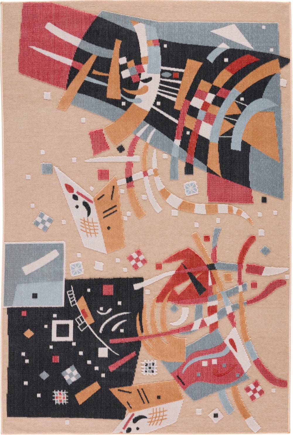 Tapis intérieur extérieur motif en relief cubique beige 190x290 cm