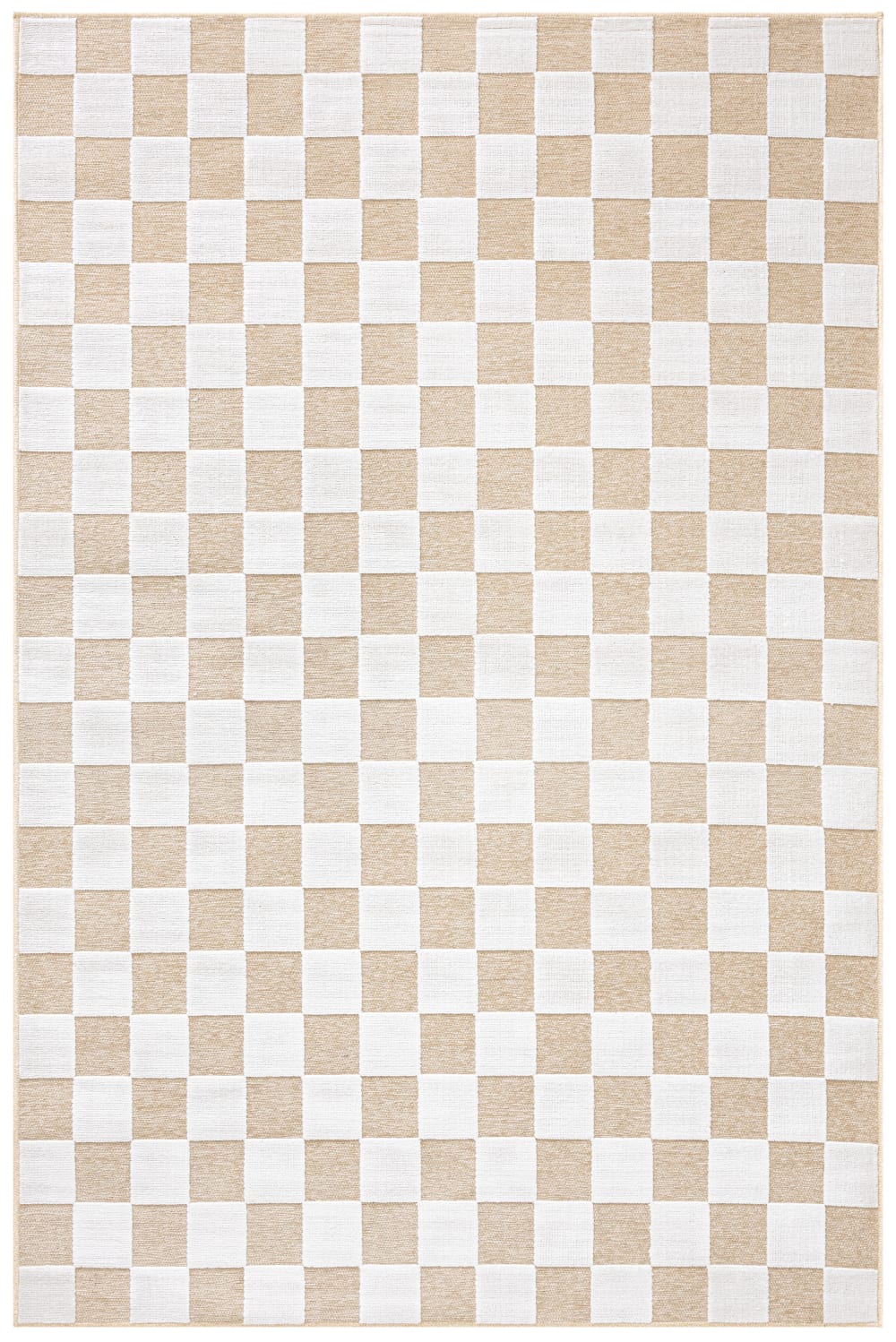 Tapis intérieur extérieur motif en relief damier beige 266x380 cm